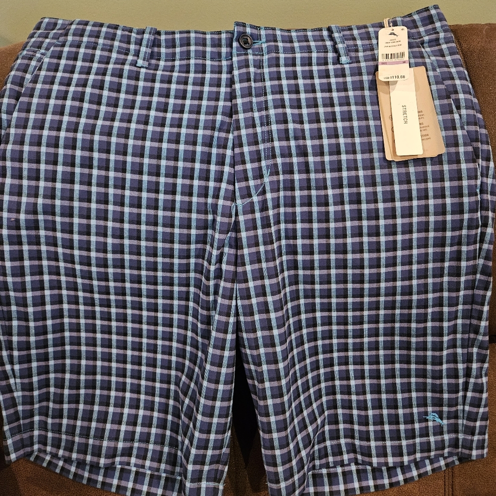 Tommy Bahama Dockside Blue Check Your Swing Men's size 38 Golf shorts, NWT